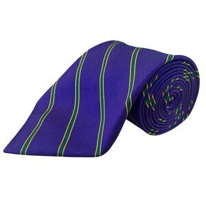 Huntington Mens Purple & Green 100% Silk Striped Classic Tie Made In USA